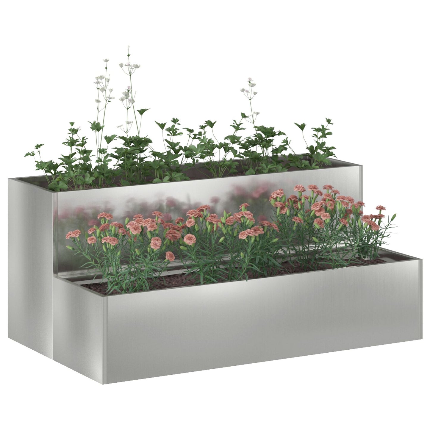 2-Laags Tuinplantenbak, , Gemaakt Van 100 x 60 x 45 cm Verzinkt staal