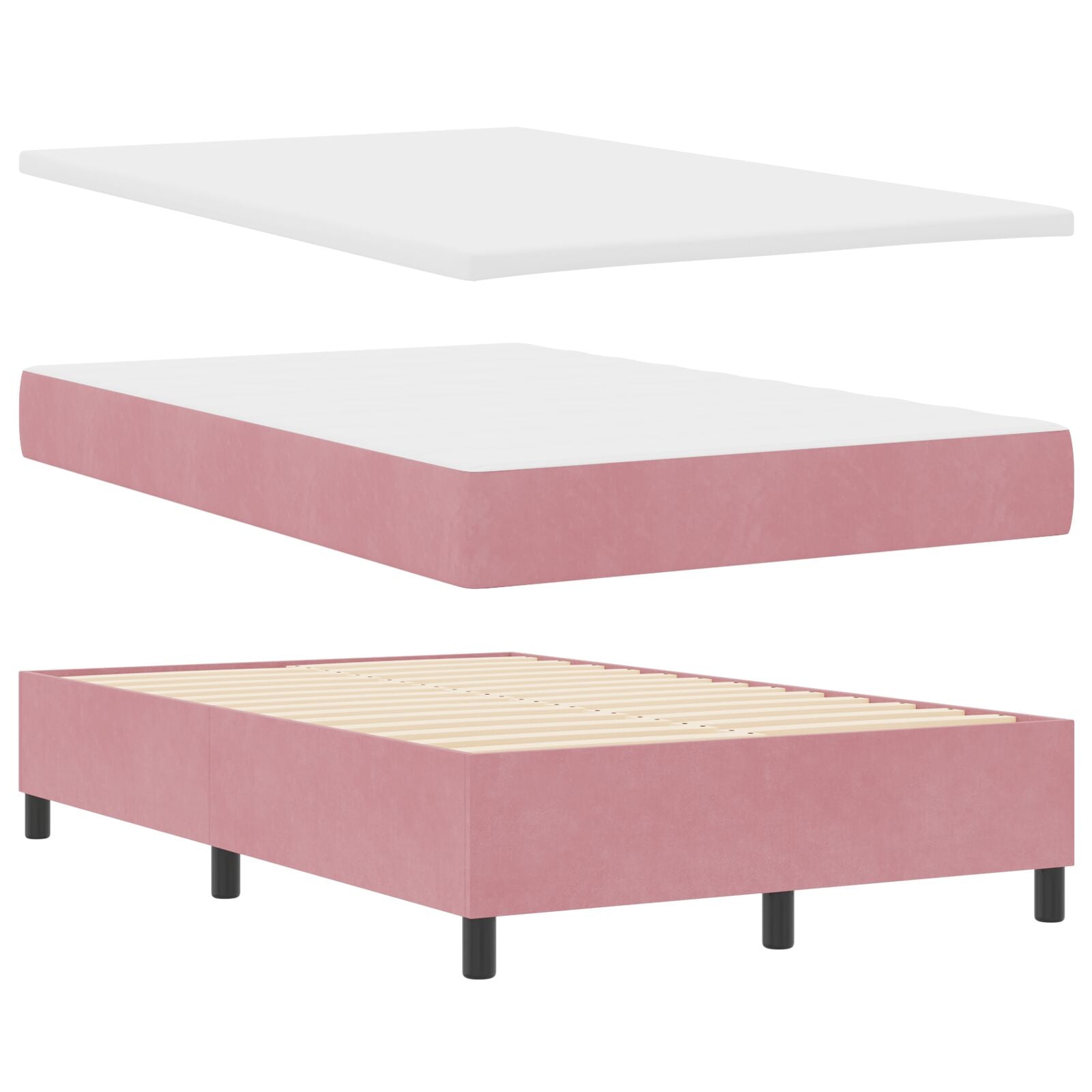Boxspring Bed Met Matras Roze 120X200 Cm Fluweel Blauw