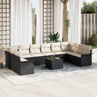 Garden Sofa Set with Cushions 11 pcs Black poly rattan