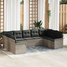 9-Delige Tuinset Met Kussens Poly Rattan Lichtgrijs zonder tafel