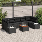 Garden Sofa Set with Cushions 8 pcs Black poly rattan