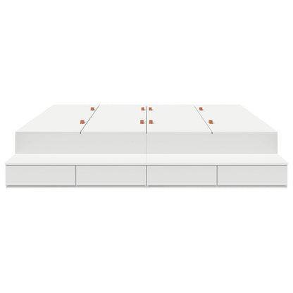 Opbergbedframe Wit Bewerkt Hout 236,5 X 200 X 31,5 Cm Artisanaal Eiken