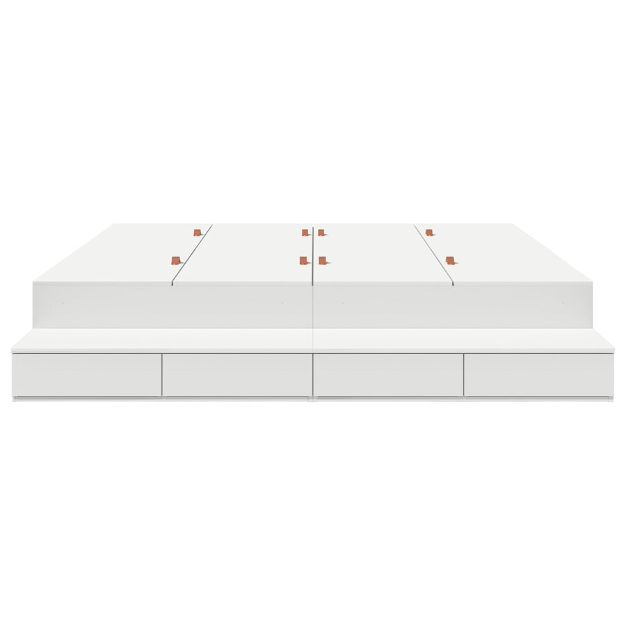 Opbergbedframe Wit Bewerkt Hout 236,5 X 200 X 31,5 Cm Artisanaal Eiken