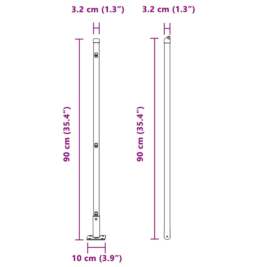 Hekposten Set Van 26 3.2 X 3.2 X Gegalvaniseerd Staal 90 cm 26x betonnen post