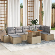 Tuinset 8-delig polyrattan beige grijs