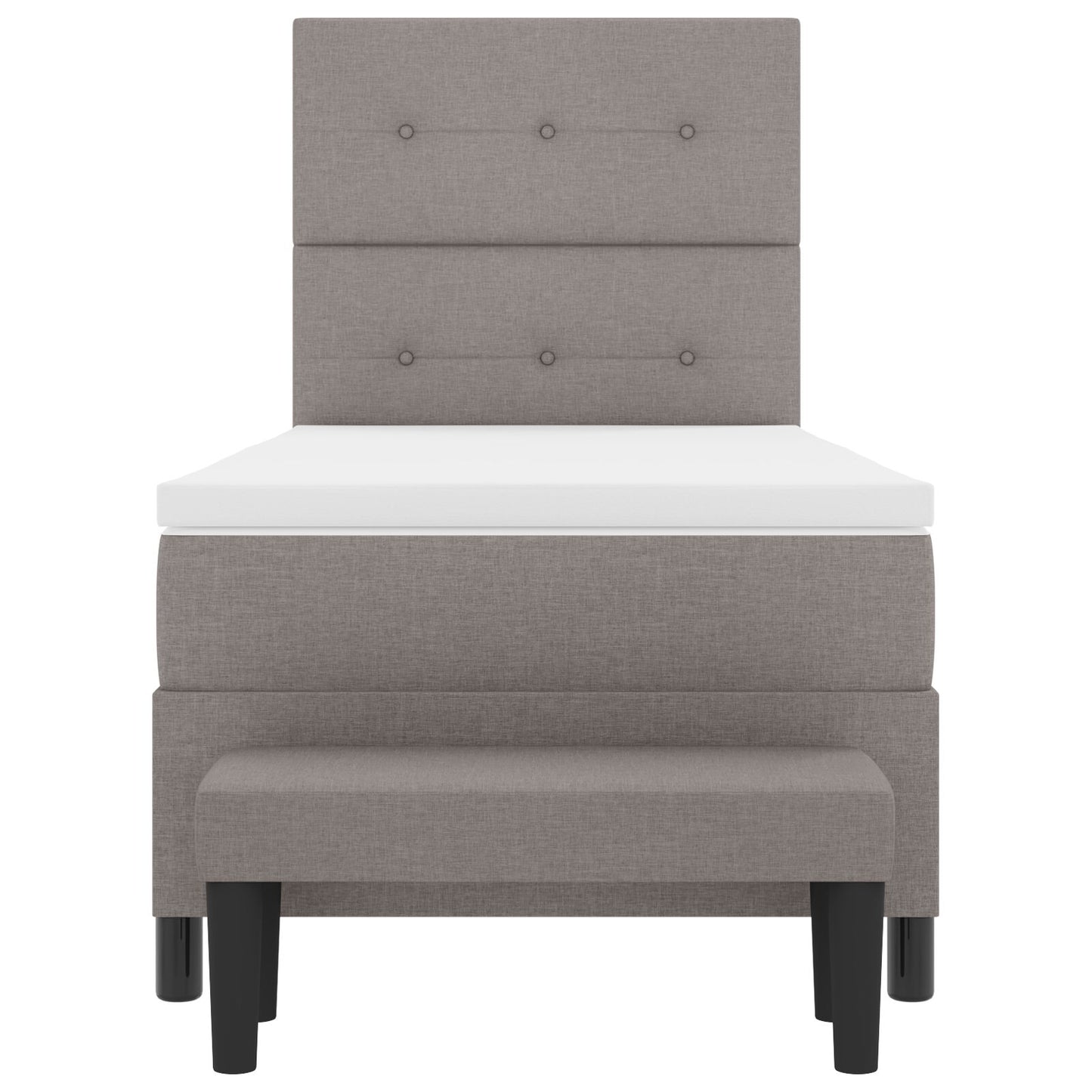 Boxspring Bed Met Matras & Bank Stof Taupe 100 x 200 cm Knoop tufted