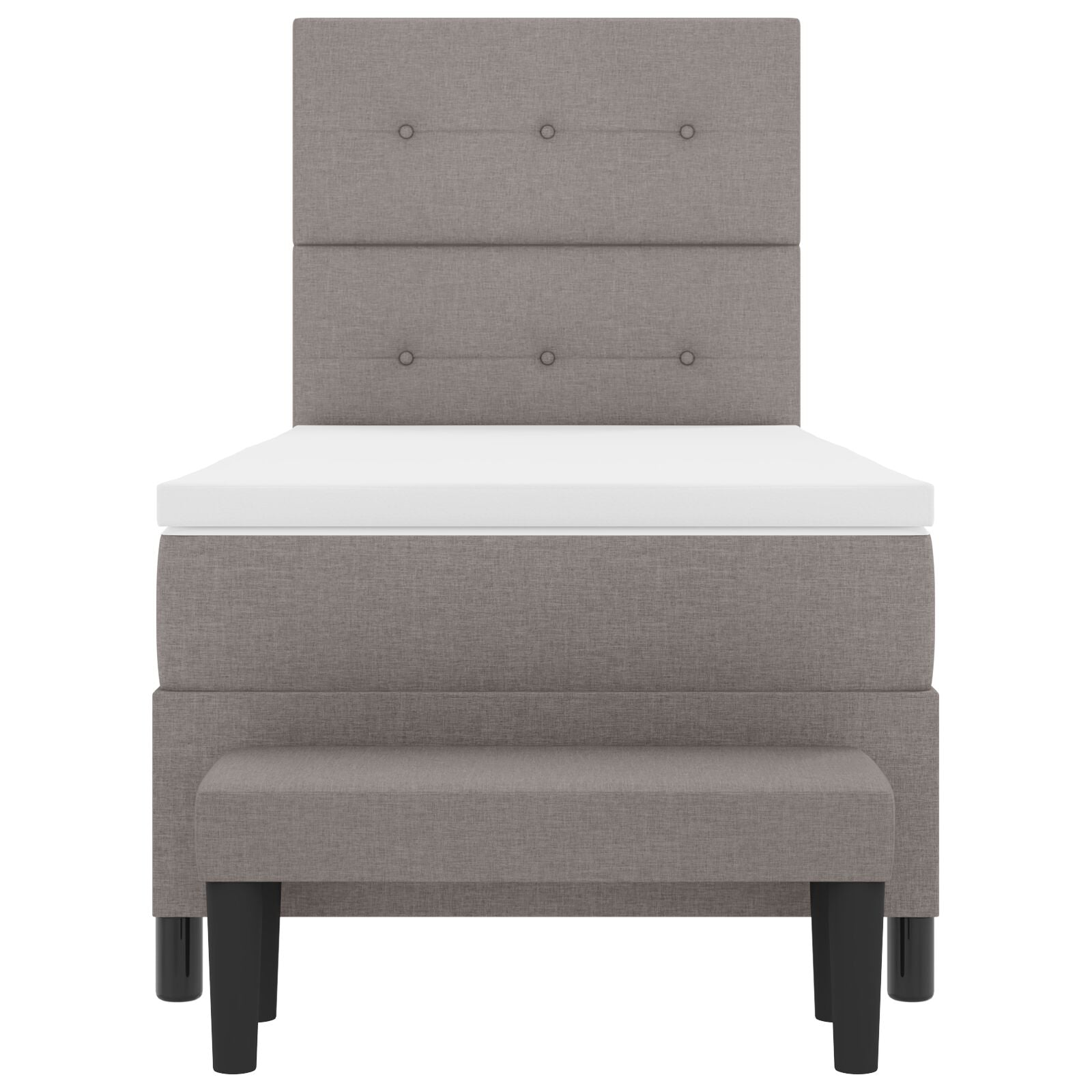 Boxspring Bed Met Matras & Bank Stof Taupe 100 x 200 cm Knoop tufted