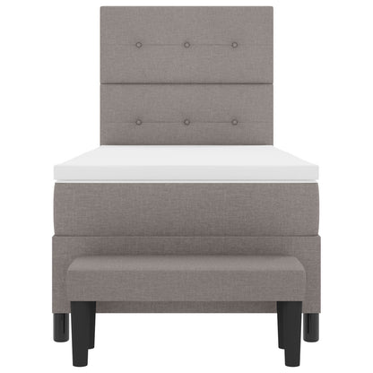 Boxspring Bed Met Matras & Bank Stof Taupe 100 x 200 cm Knoop tufted