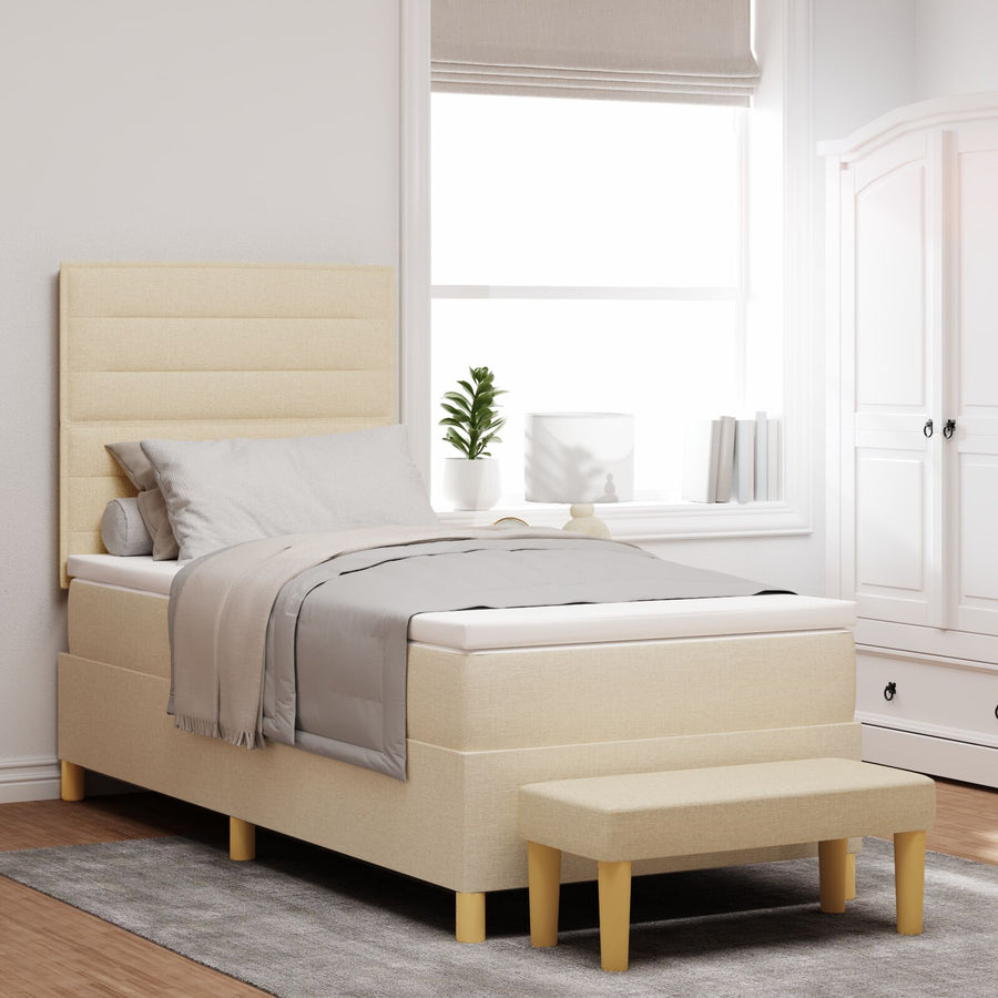 Boxspringbed Met Matras En Bank Stof Crème 100 x 200 cm Lijnontwerp