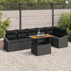 Tuin Eetset 7-delig poly rattan zwart