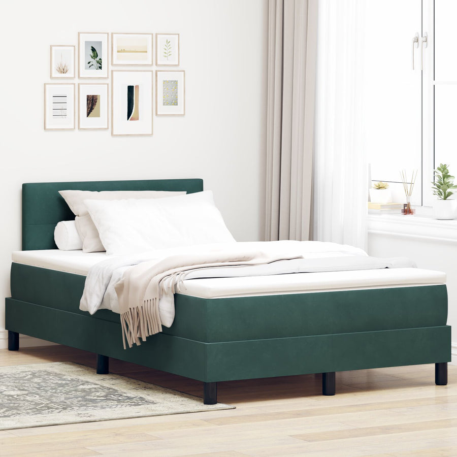 Boxspringbed Met Matras Donkergroen 120X200 Cm Velvet Blauw