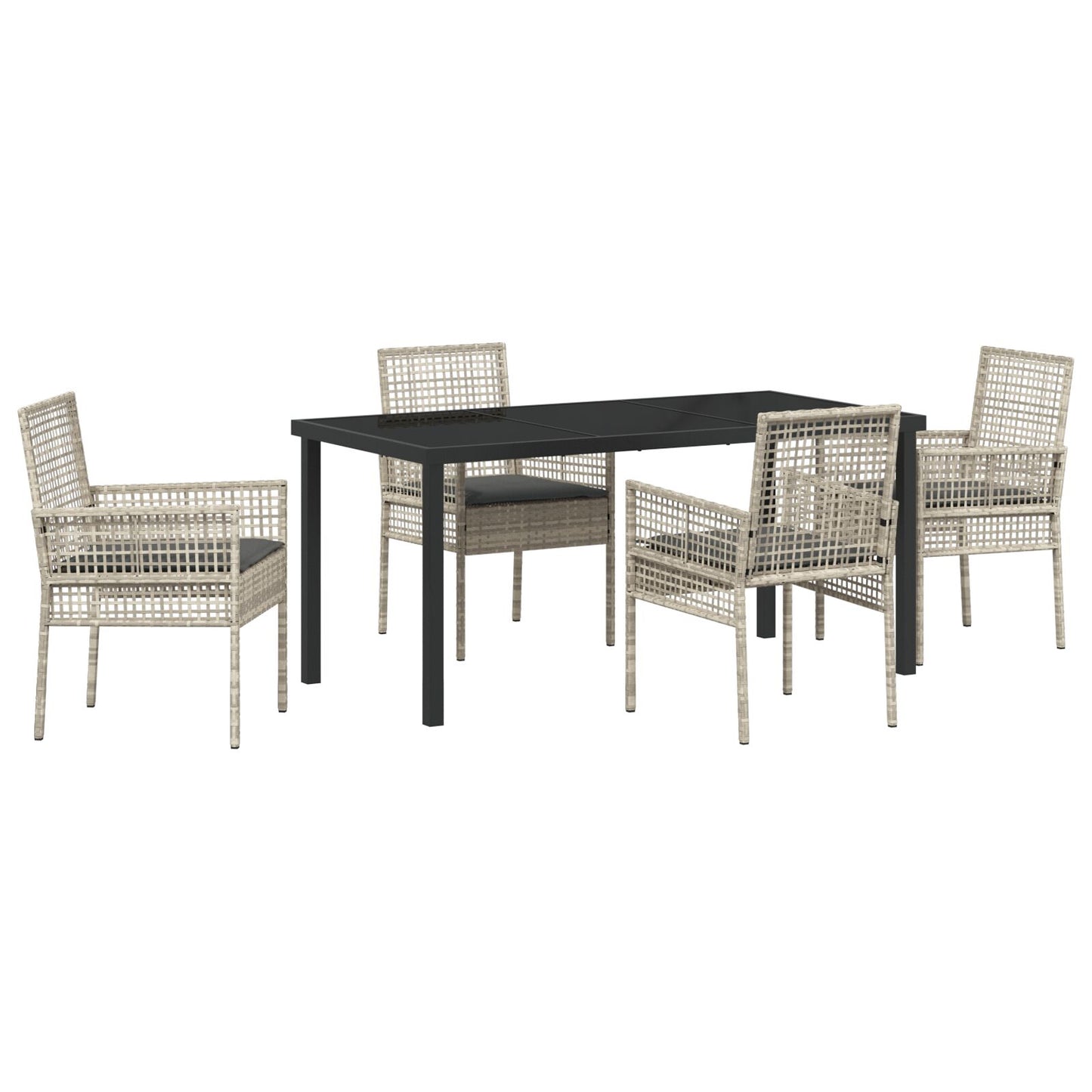 5-Delige Tuindining Set Met Kussens Lichtgrijs Poly Rattan