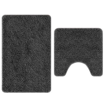 2-Delige Badmat Set Polypropeen Antislip Donkergrijs