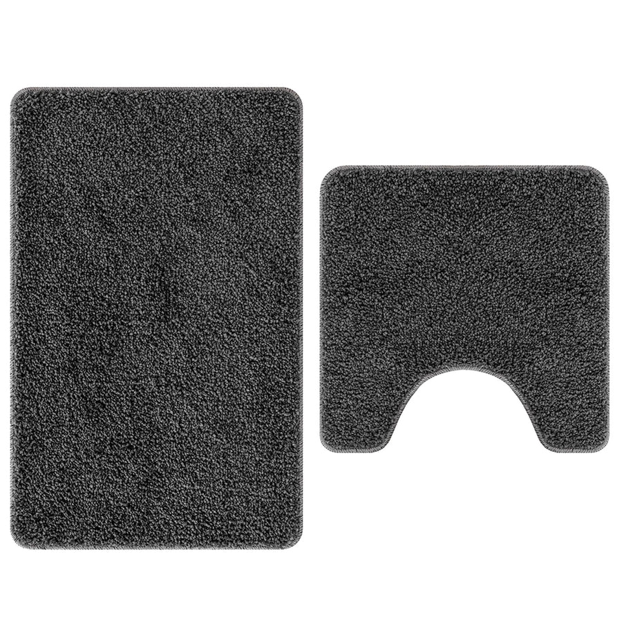 2-Delige Badmat Set Polypropeen Antislip Donkergrijs