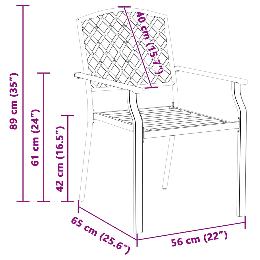 Tuinstoelen 4 Stuks Stapelbaar Antraciet Staal