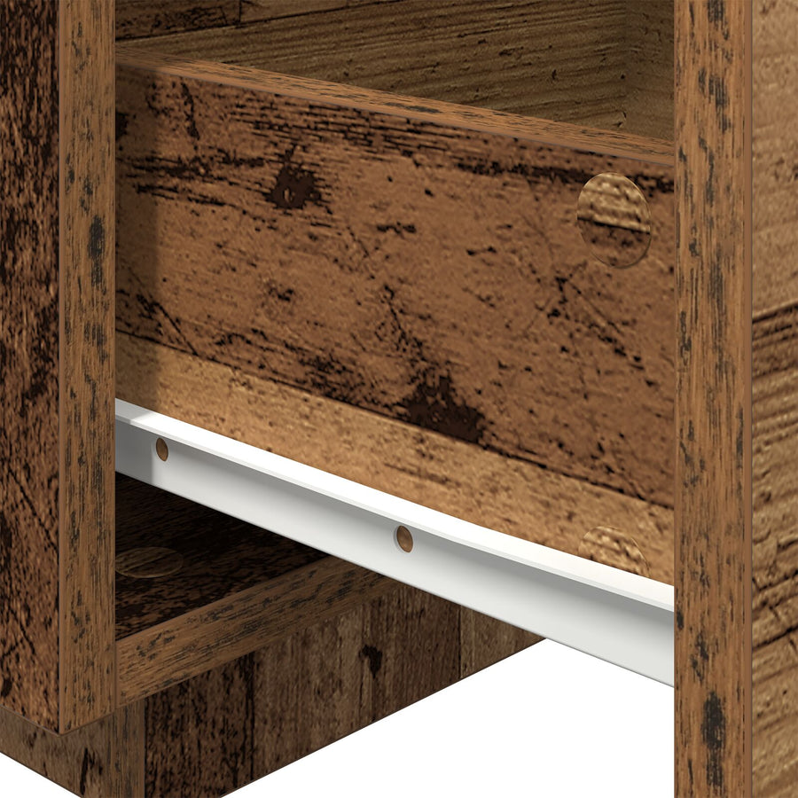Nachtkastjes Met Led-Lampen 2 Stuks Oude Hout 40X39X37 Cm Oud hout