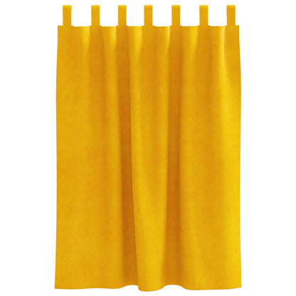 Blackout Gordijnen Met Hanglussen 2 Stuks Velours Mosterdgeel 140 x 140 cm met ophanglussen