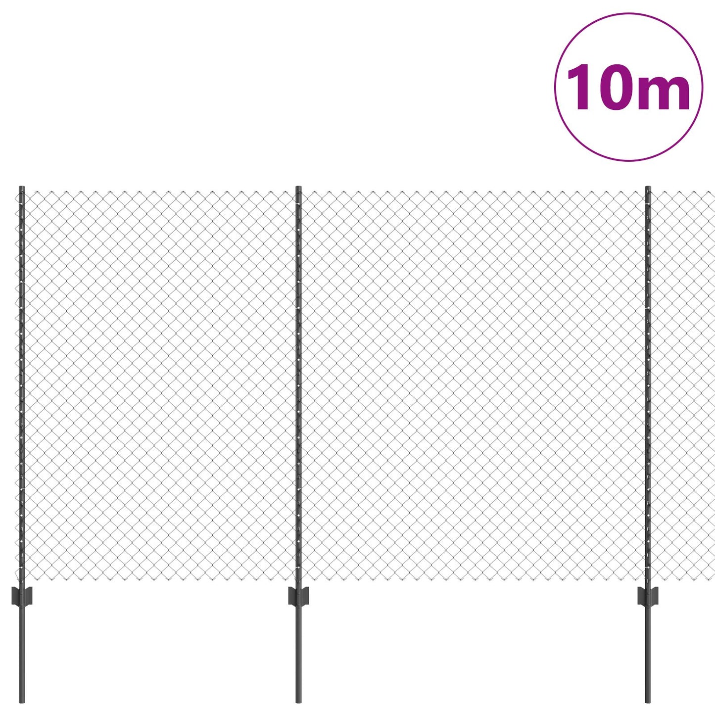 Kettinglink Hek Met 20 U-Stukken Grijs 1.5X10 M Staal