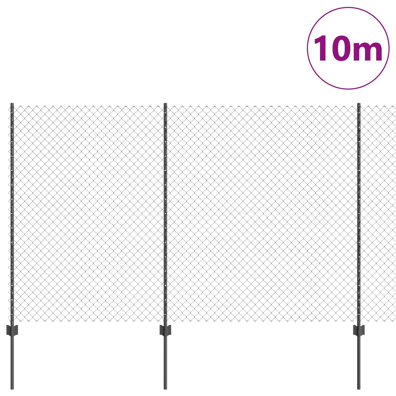 Kettinglink Hek Met 20 U-Stukken Grijs 1.5X10 M Staal
