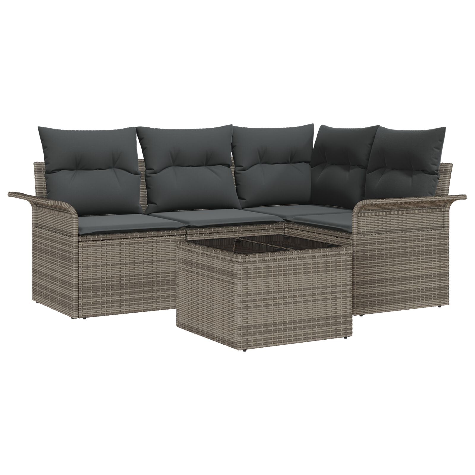 4 Delige Tuin Sofa Set Met Kussens Zwarte Poly Rattan