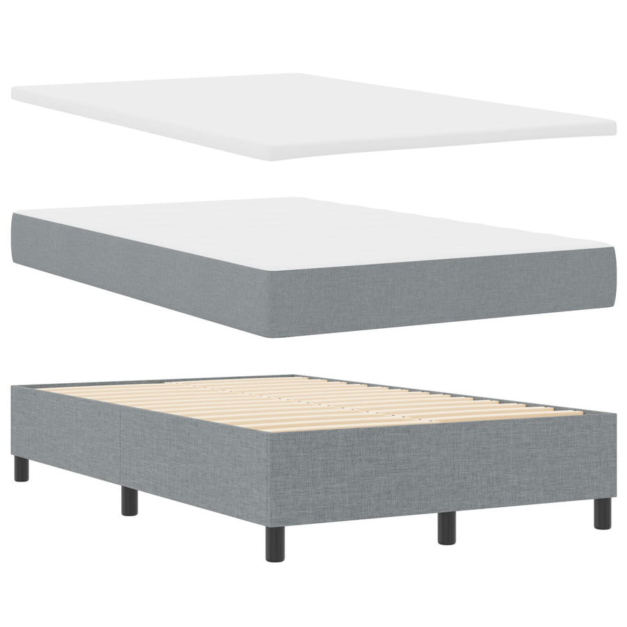 Boxspring Bed Met Matras Stof Lichtgrijs 120 x 200 cm Lijnen ontwerp