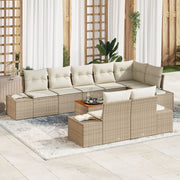 Tuinbankenset poly rattan 9-delig beige