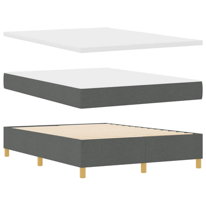 Boxspring Bed Met Matras & Bank Stof Donker Grijs 140 x 200 cm Lijnen ontwerp