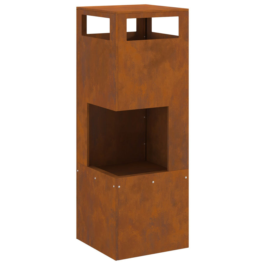 Vuurkorf Vierkant Verweerd Staal 35 x 35 x 100 cm Weerbestendig staal/Bruin