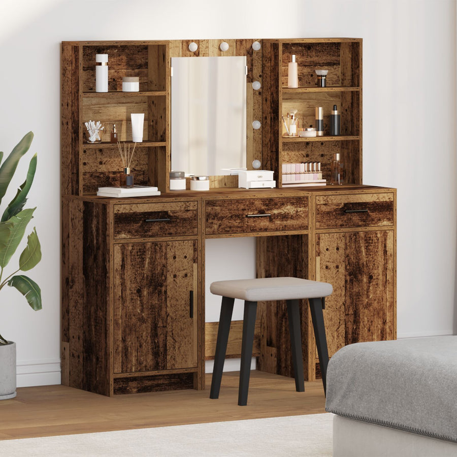 Kaptafel Set Set Van 3 Oude Hout Houtbewerking