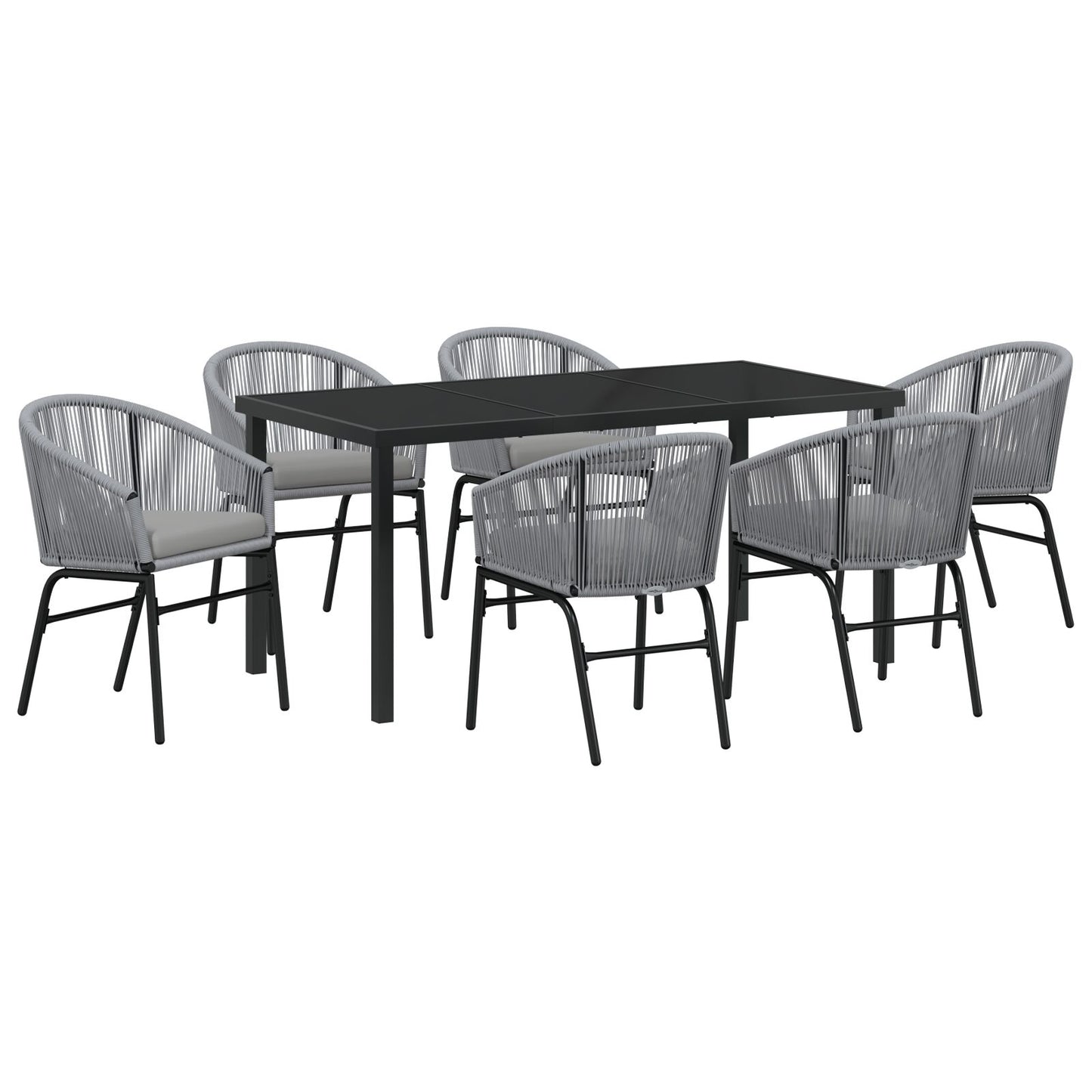 7-Delige Tuinset Grijs Poly Rattan