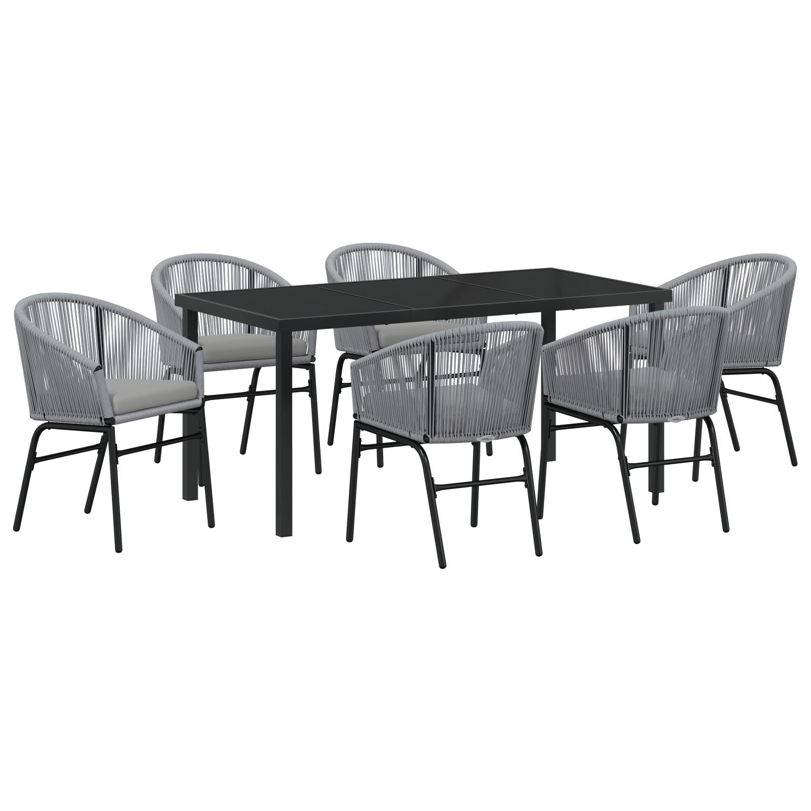 7-Delige Tuinset Grijs Poly Rattan