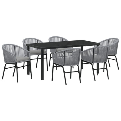 7-Delige Tuinset Grijs Poly Rattan
