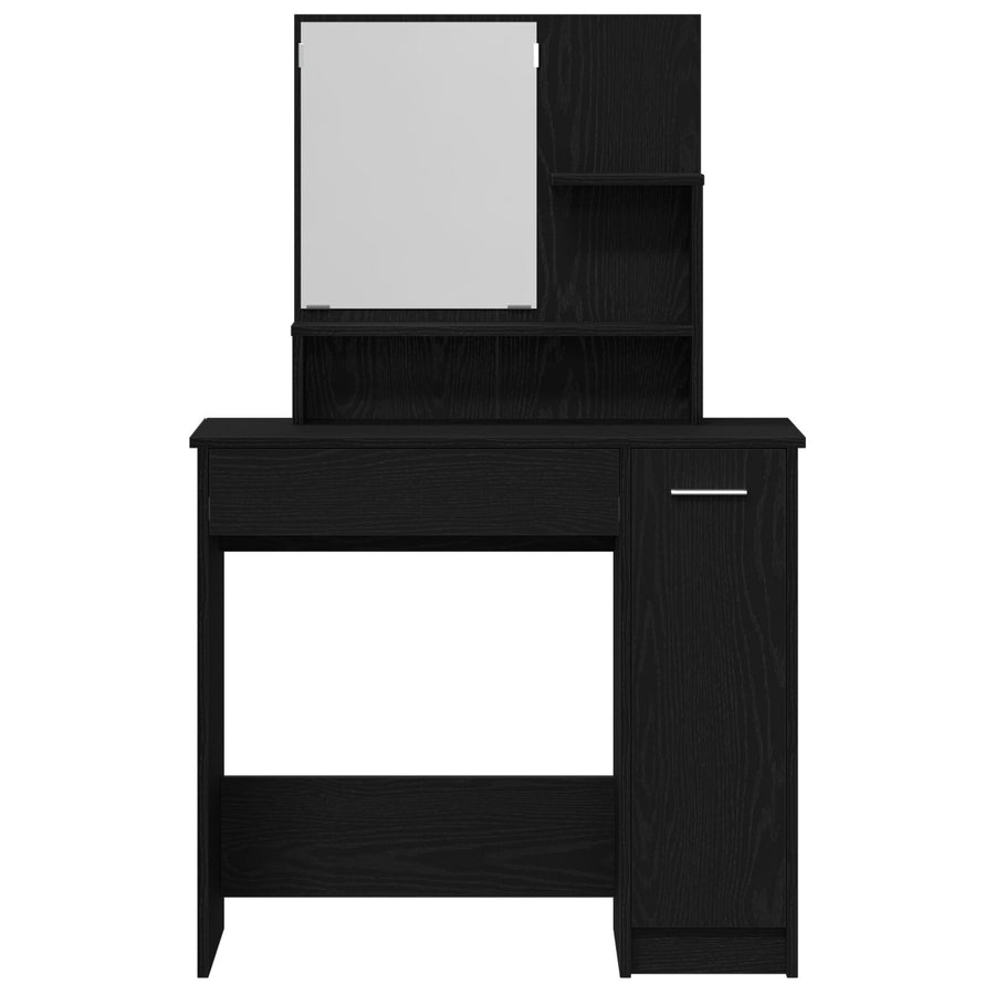 Zwarte Eikenhouten Kaptafel Met Spiegel - 86.5 X 35 X 136 Cm