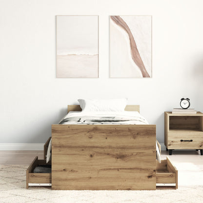 Bedframe Zonder Matras Artisan Eiken 75X190 Cm Bewerkt Hout