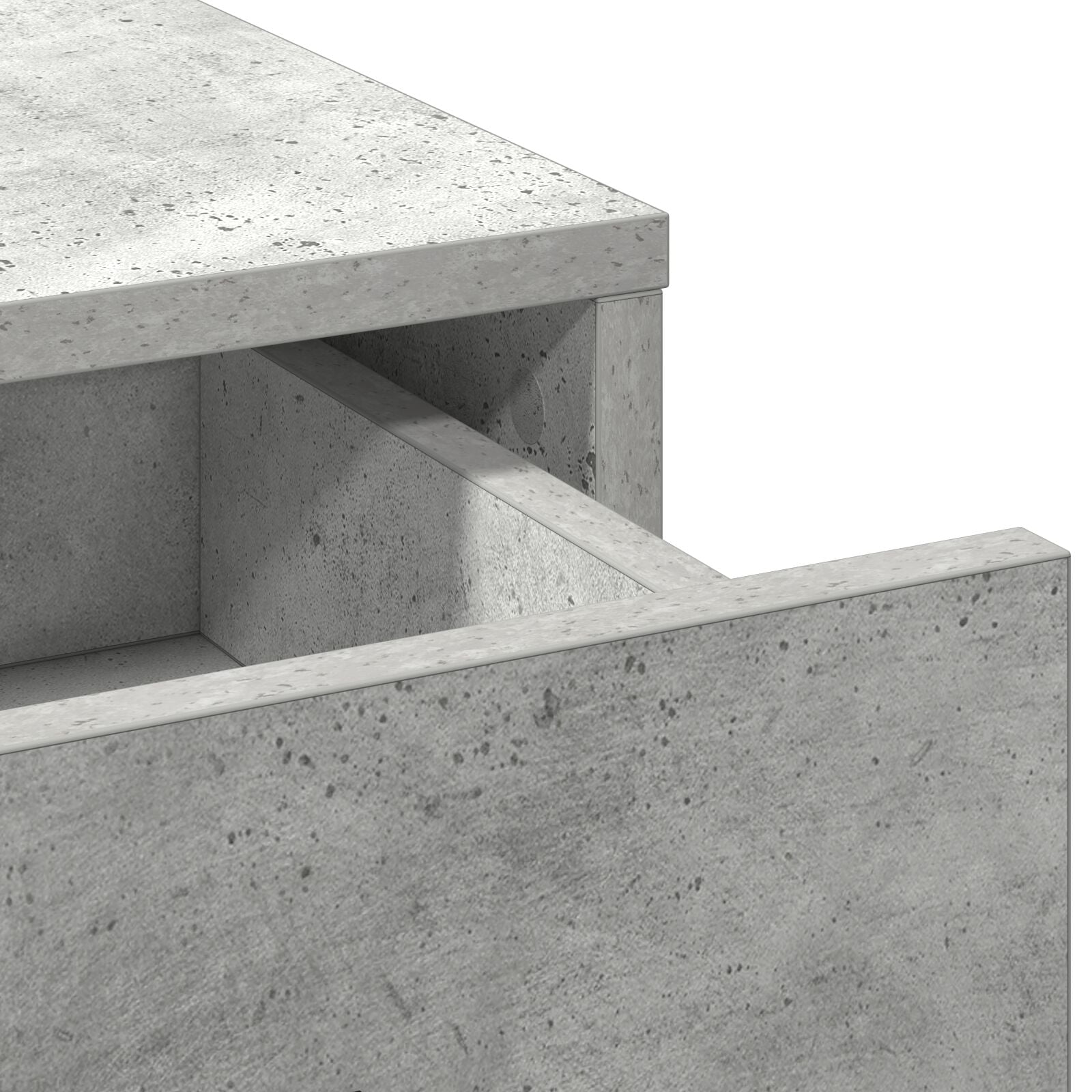 2-Delige Kaptafelset Met Led Licht Beton Grijs Gerecycled Hout