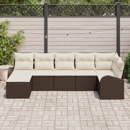 Tuin Sofa Set Set Van 7 Bruin Rattan Tuin Sofa Rechthoekig