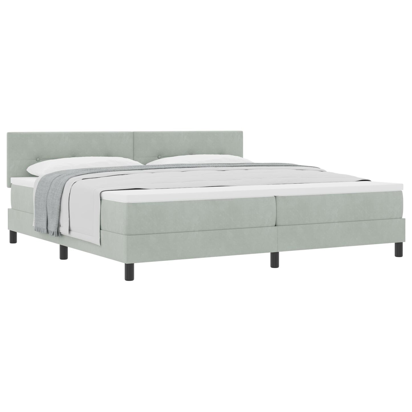 Boxspring Bed Met Matras Licht Grijs 200X200 Cm Fluweel Blauw
