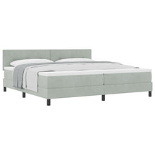 Boxspring Bed Met Matras Licht Grijs 200X200 Cm Fluweel Blauw