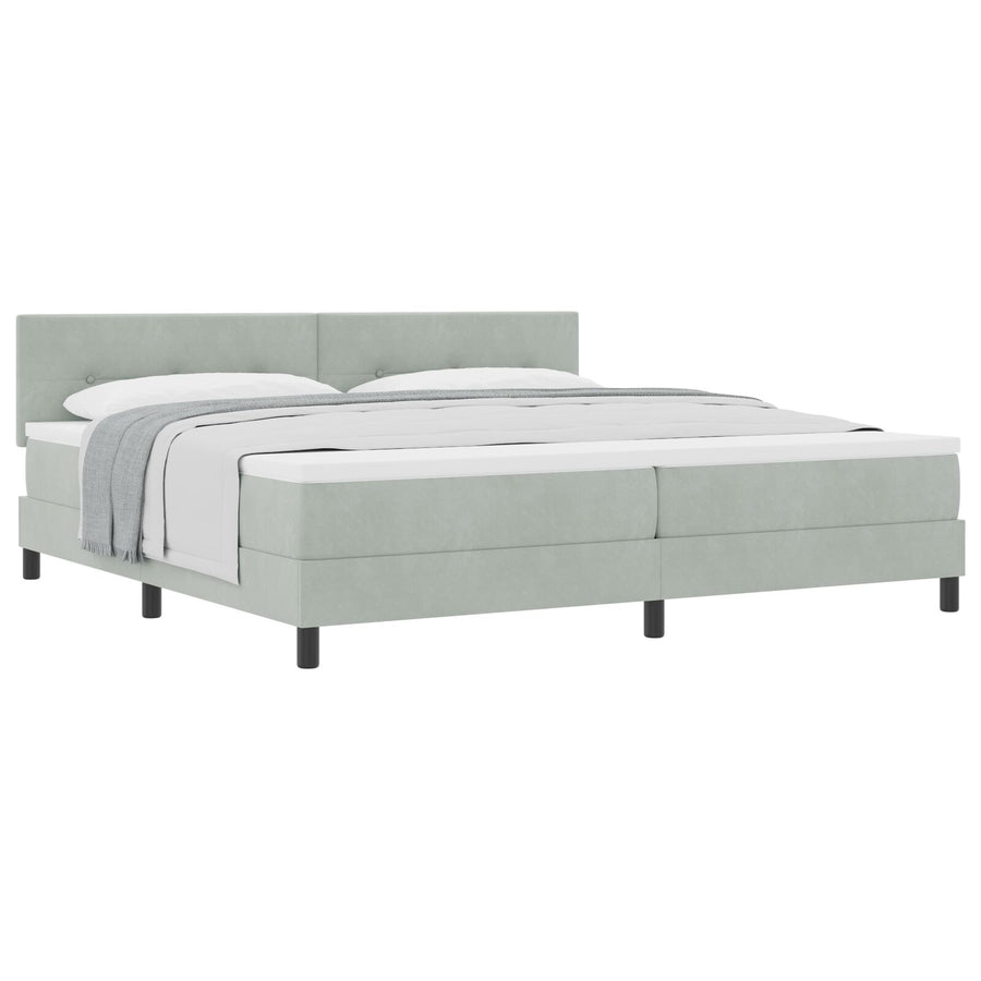 Boxspring Bed Met Matras Licht Grijs 200X200 Cm Fluweel Blauw