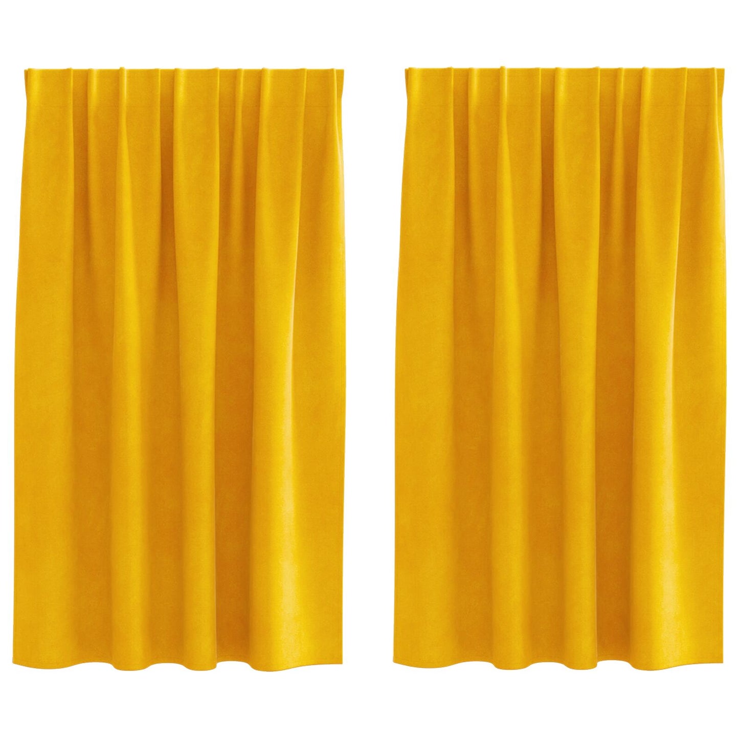 Zwarte Gordijnen Met Bovenband 2 Stuks Fluweel Mosterdgeel 140 x 140 cm met gezamende tape