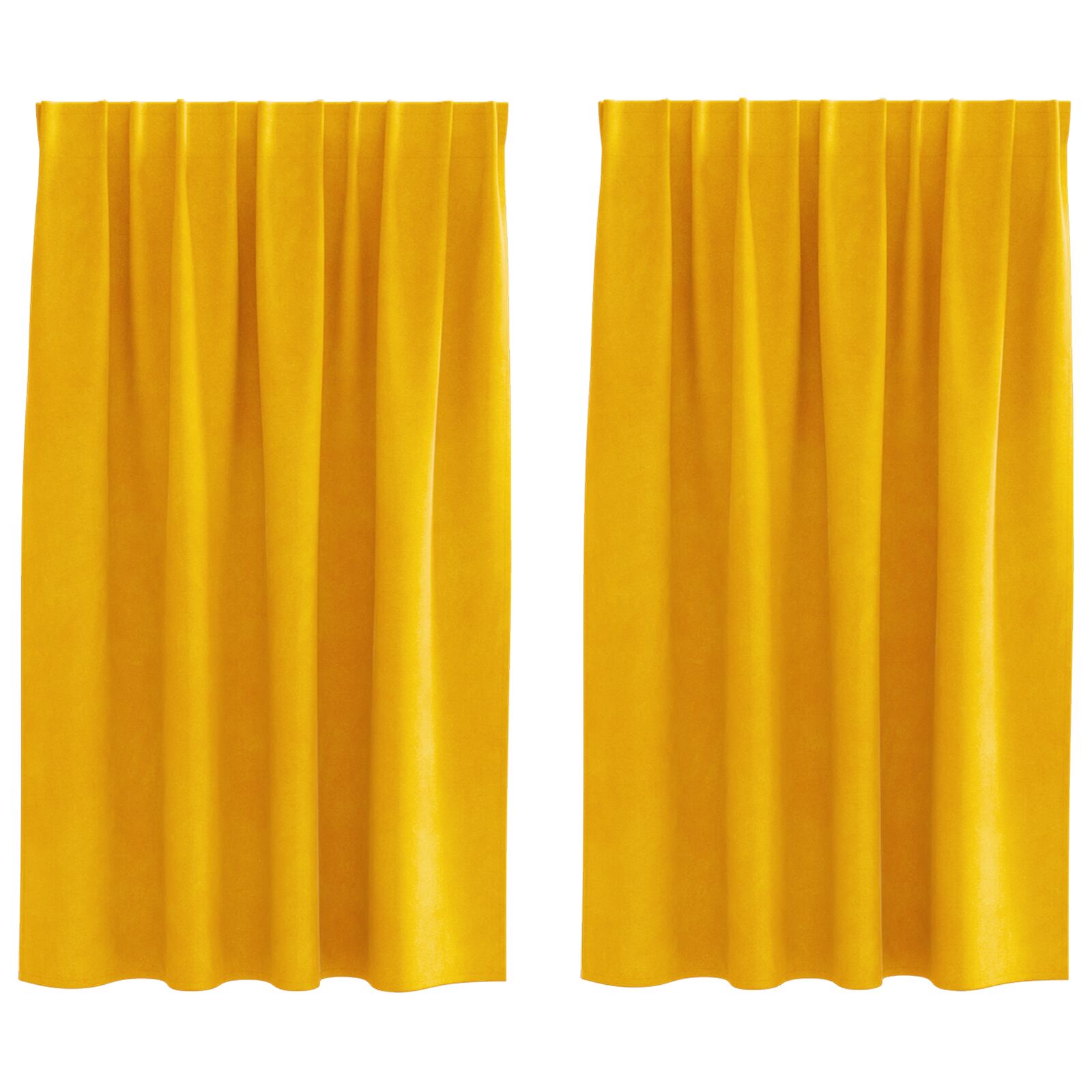 Zwarte Gordijnen Met Bovenband 2 Stuks Fluweel Mosterdgeel 140 x 140 cm met gezamende tape