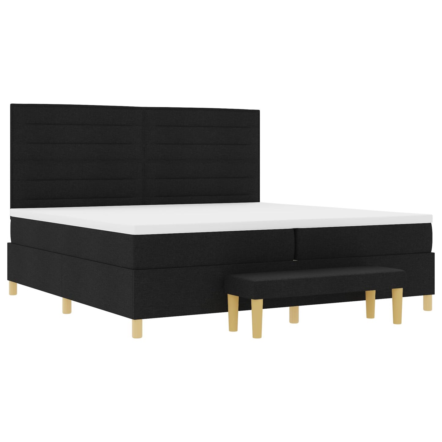 Boxspring Bed Met Matras & Bank Stof Zwart 200 x 200 cm Lijnen ontwerp
