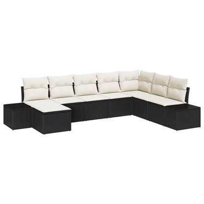 8-Delige Tuinbank Set Met Kussens Zwart Poly Rattan