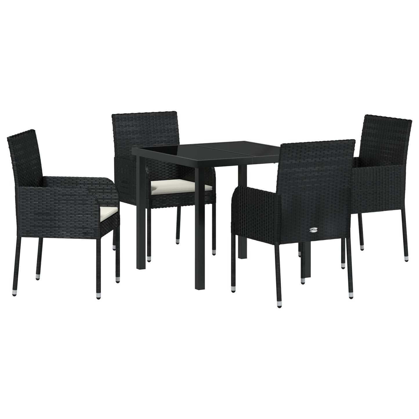 5-Delige Tuindinerset Met Kussens Zwart Poly Rattan