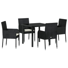 5-Delige Tuindinerset Met Kussens Zwart Poly Rattan