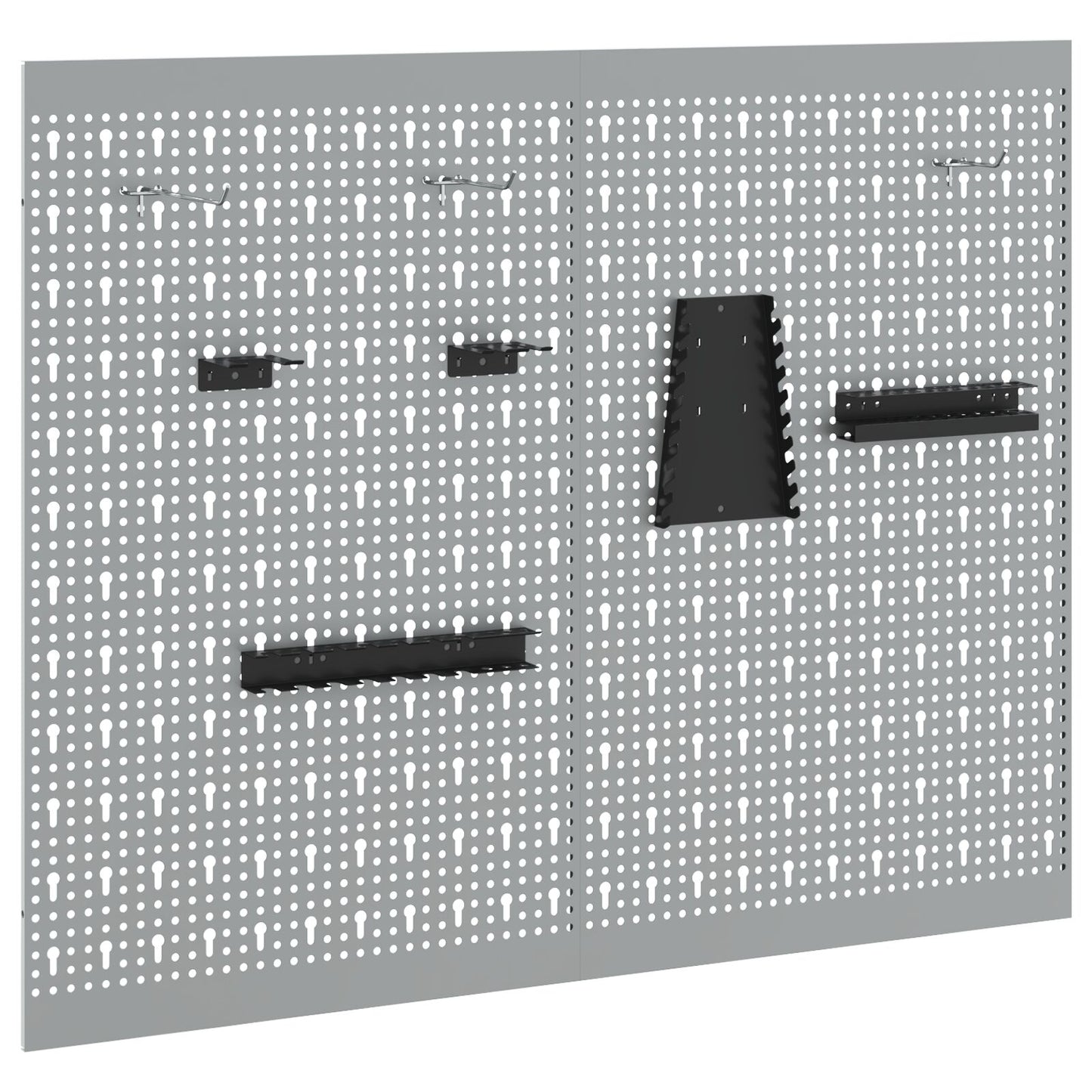 Pegboards 2 Pack Met 8 Accessoires, Grijs, 50X Staal 80 cm
