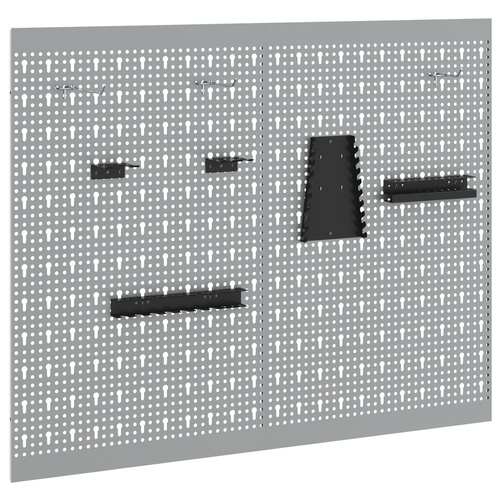 Pegboards 2 Pack Met 8 Accessoires, Grijs, 50X Staal 80 cm