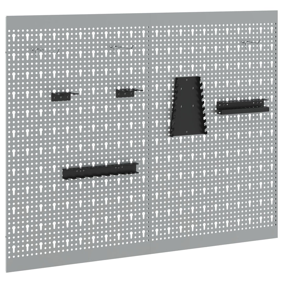 Pegboards 2 Pack Met 8 Accessoires, Grijs, 50X Staal 80 cm