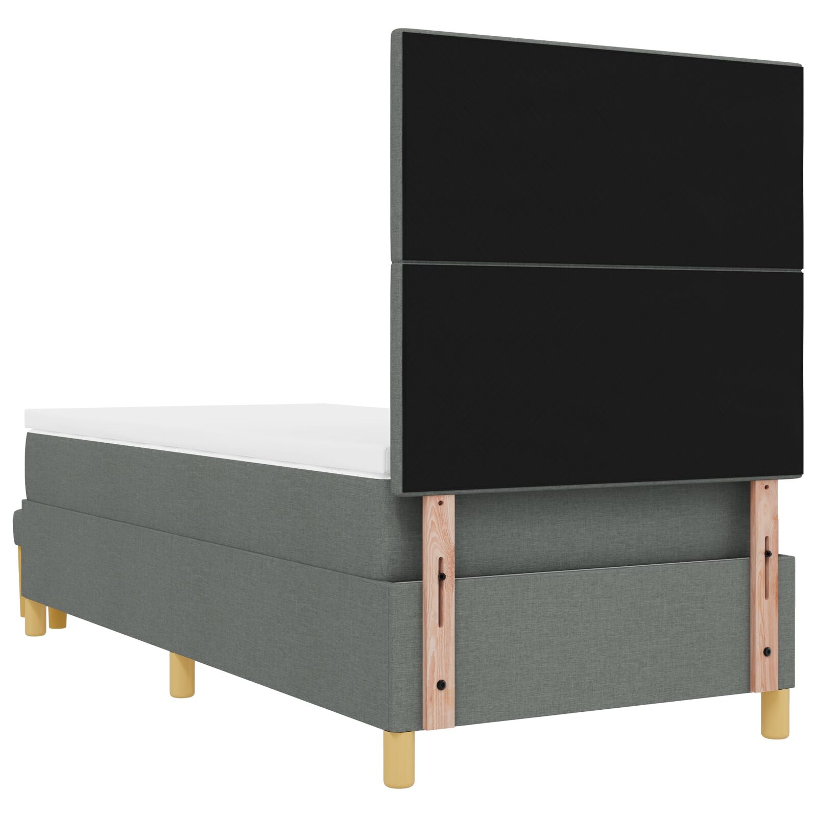Boxspring Bed Met Matras & Bank Stof Donkergrijs 90 x 190 cm Knopgestikt