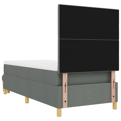 Boxspring Bed Met Matras & Bank Stof Donkergrijs 90 x 190 cm Knopgestikt